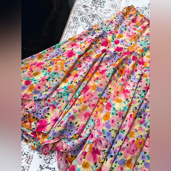 Vintage Rainbow Garden Full Midi Skirt 🩷 Newsworthy Y2K Floral Skirt - Picture 2 of 4